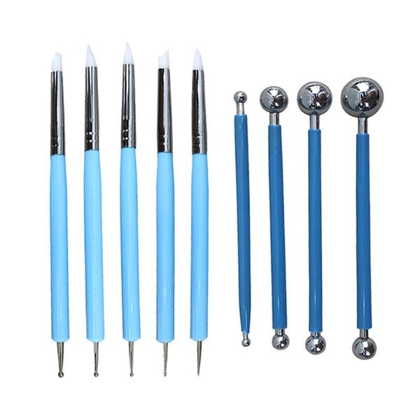 

9pcs ball stylus dotting tools set for embossing pattern clay pottery ceramics flower carving sculpting modeling dq-drop
