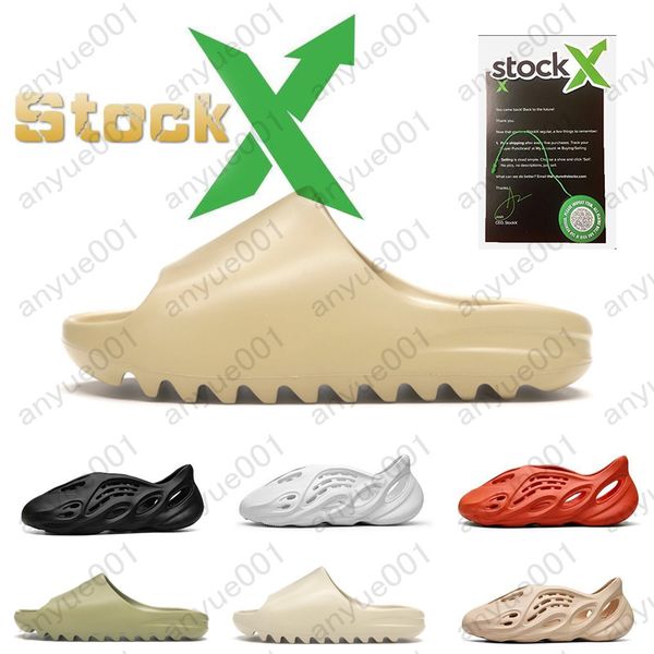 

foam runner slides for kanye west slipper bone desert sand resin women mens designer beach sandals slip-on platform 36-45, Black