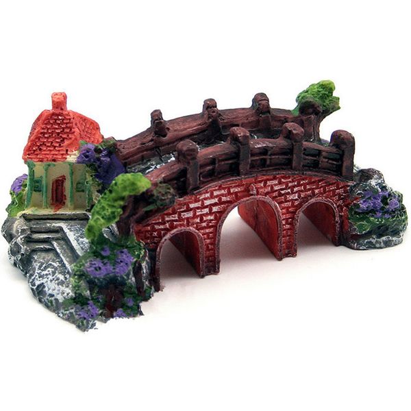 

2019 resin castle aquariums castle decoration simulation turtle climbing three eye bridge