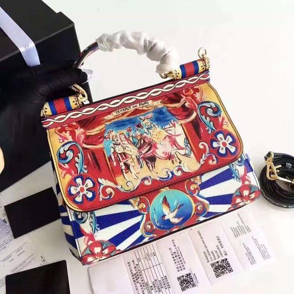 

2019 new fashion designer luxury handbags purses genuine leather printed satchel bag ladies brand designer totes bags