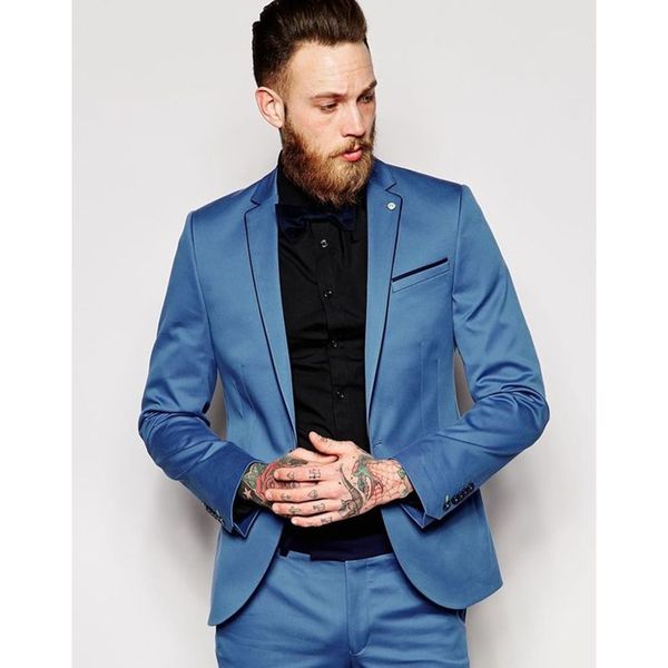 

сшитое синий мужские костюмы куртка slim fit 2 шт groom смокинги выпускного вечера / партии костюмы blazer свадьба для мужчин (куртка + брюк, White;black