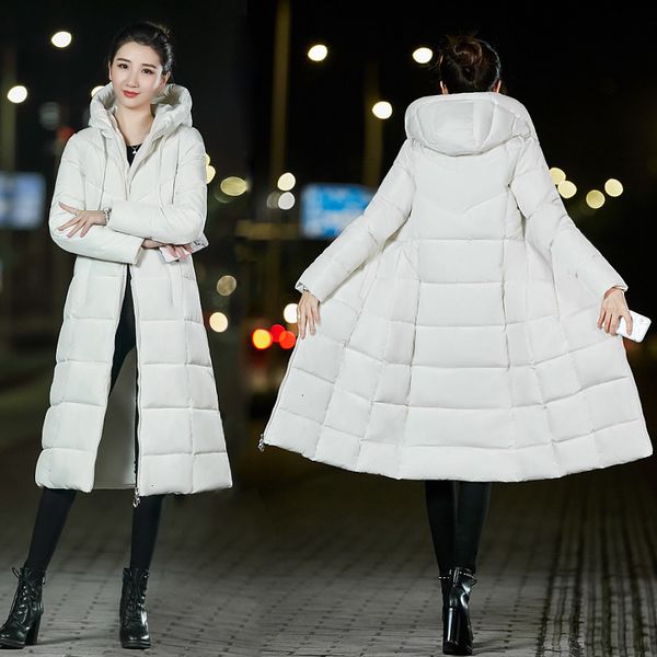 

parka femme down coat size plus 6xl women winter coat slim cotton padded basic jacket female medium long outwear casaco feminina new, Black