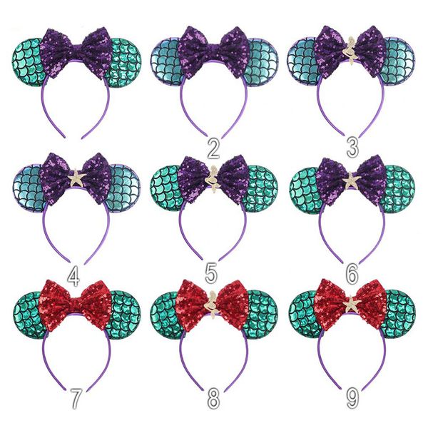 Baby Hair Accessoires PESTORE BUR BUR BREIDS MOUSE OHR MERMAid Skala Haarbänder Fashion Festival Party Hair Head Band für Mädchen Kinder 9 Farben