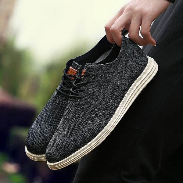 

summer new vintage men casual shoes men business formal brogue weave carved oxfords wedding dress shoes breathable, Black