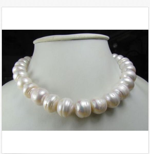 

huge 10-11mm natural south sea white pearl necklace 18" 14k gold clasp, Silver