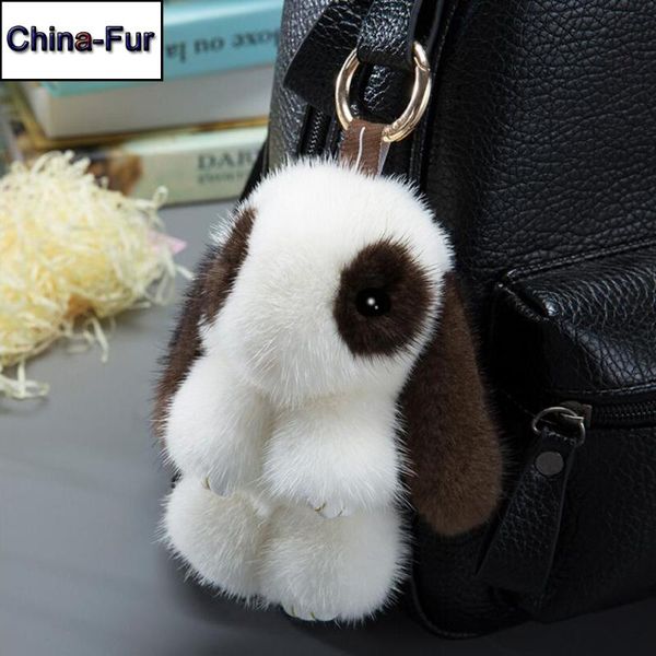 

new luxurious 2020 12cm big size cute fluffy car keychain real genuine key chains bag toys doll keyring pendant, Silver