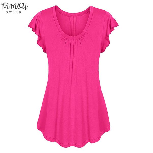 

5xl 6xl plus size summer womens t shirts irregular kawaii tee shirt clothes 2020 tshirt row pleats ruffled haut femme, White