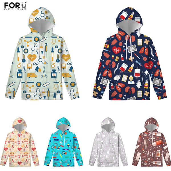 

forudesigns men hoodies sweatshirts pullovers outerwear nurse heart print hoodie casual clothes hoody boys sudaderas hombre, Black