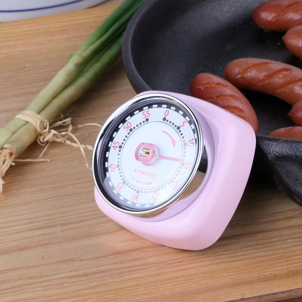 

magnetic kitchen timer mechanical cooking alarm counter clock baking reminder mini round shape stainless steel manual countdown