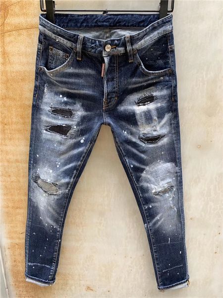 

new arrival fashion casual mens skinny stretch jeans distressed ripped slim fit jeans trousers skateboarding brand male denim pants 915, Blue