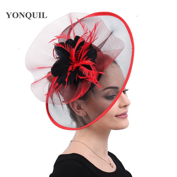 

women feather mesh fascinator hats ladies elegant kenucky derby wedding party cocktail hats elegant headband hair accessories ing, Slivery;golden