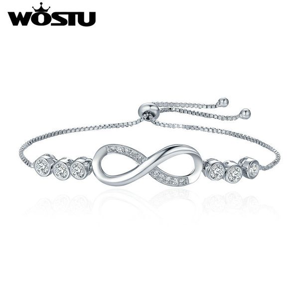 

wostu горячие моды продажа бесконечной любви белый цвет золота браслет для женщин марка ювелирных изделий lover новый год подарок pulseras x, Silver