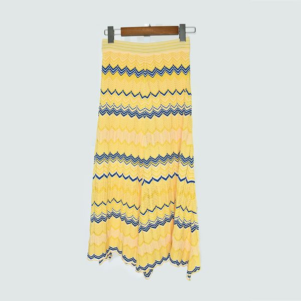 

женщины юбка цвет волнистые ice шелковый высокой талией knit длинная юбка, Black