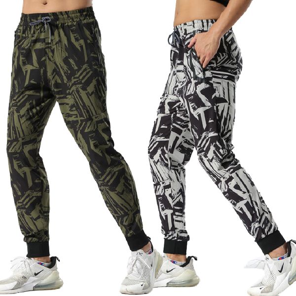 

camouflage mens casual sports pants pockets loose version fitness running trousers summer football gym workout pants sweatpants, Black;blue