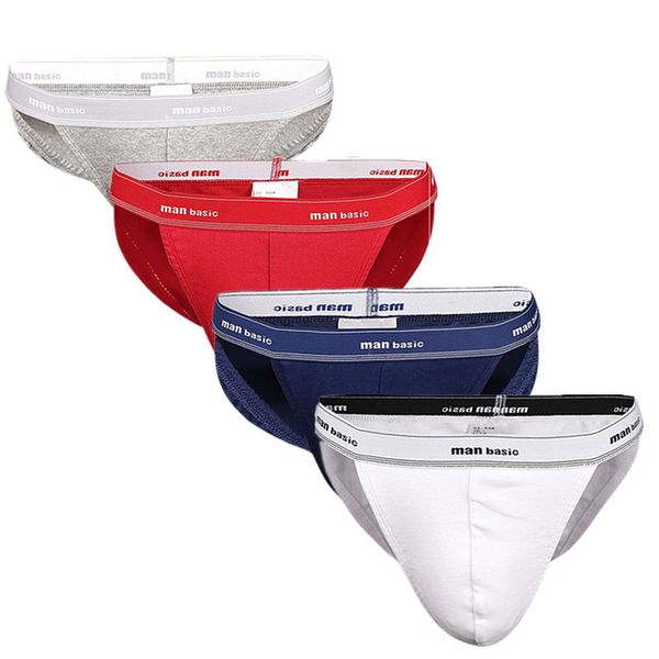 

men's underwear 4pcs designed low waist men underwear briefs gay underwear pouch mens brief sky underpants cotton slip, Black;white