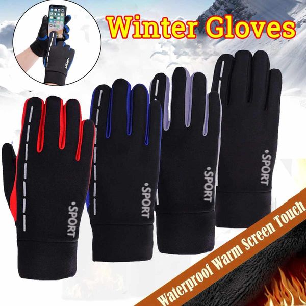 

waterproof windproof motorcycle gloves men winter warm guantes moto full finger outdoor motorbike protective gloves touch screen, Black