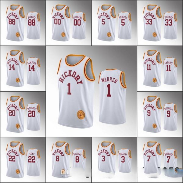 

men t.j. warren domantas sabonis indiana malcolm brogdon hardwood classics pacers custom white jersey, Black;red