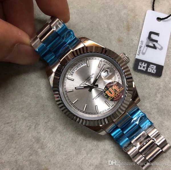 

u1 factory wristwatch мђжкого мода клаиекого day date вокого каева авомаика апи, Slivery;brown