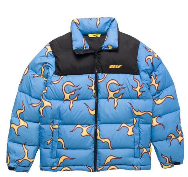 

18ss Golf Wang BLUE FIRE Пуховик из хлопка высокого качества Повседневная пуховики Fashion Trend Толстая верхняя одежда