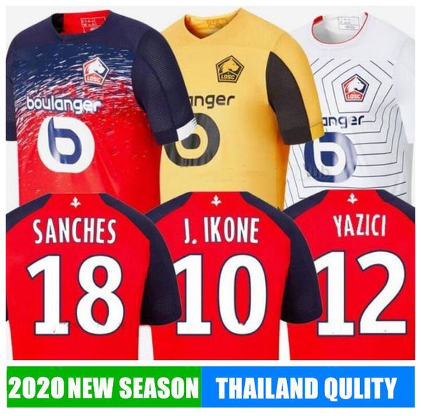 

losc lille 2019 2020 soccer jerseys lille sporting club football shirt pepe remy bamba r. leao ikone maillot de foot calcio t.mendes, Black;yellow