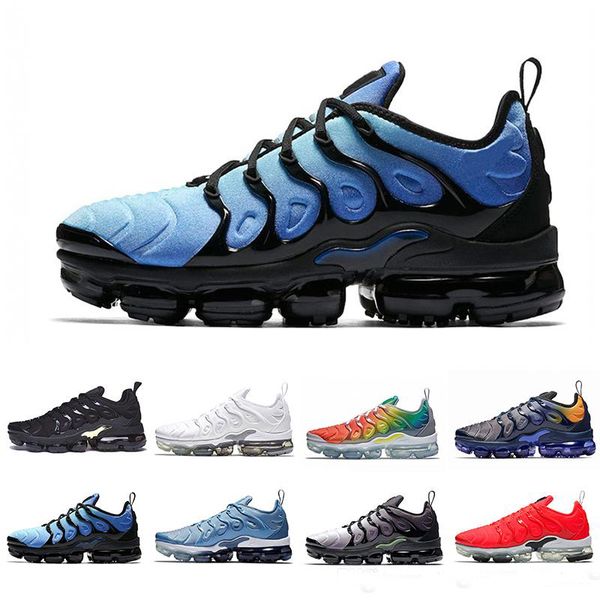 

2019 tn plus olympic geometric black white pink rise spirit teal grid print lemon lime mens womens running shoes designer sneakers 36-45