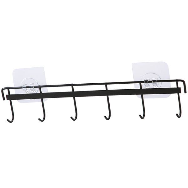 

6 hooks bathroom trackless sticker hanger wall mounted towel holder kitchen tools organizer hanging rack strong hooks