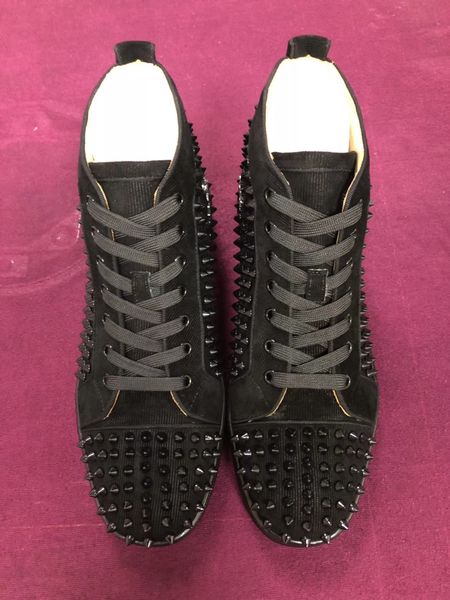 

the bottom of the 2019 designer sneaker is red high leather luxury shoes for men and women casual fashion party lovers, Black