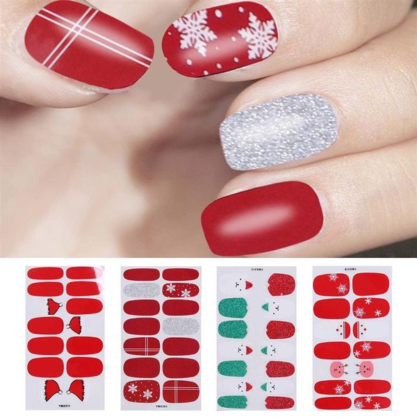 

4pcs christmas nail decals nail stickers art tip decal decoration for women girls, Black