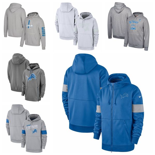 

men detroit lions nike sideline local performance pullover nfl hoodie, Blue;black