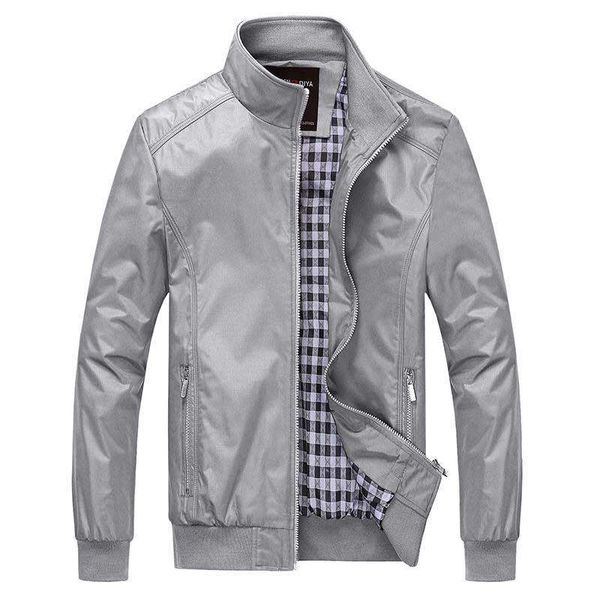 

men jacket spring 2019 autumn solid color stand collar grey casual jackets m-5xl 6xl outerwear men clothing plus size d, Black;brown