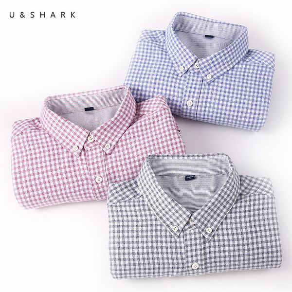 

mens plaid checked button-down shirt cotton non pocket smart casual classic contrast standard-fit long sleeve dress shirts male, White;black