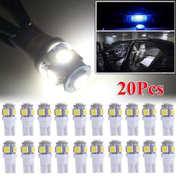 

20pcs led license plate car interior lights bulbs 6000k white 168 2825 194 w5w