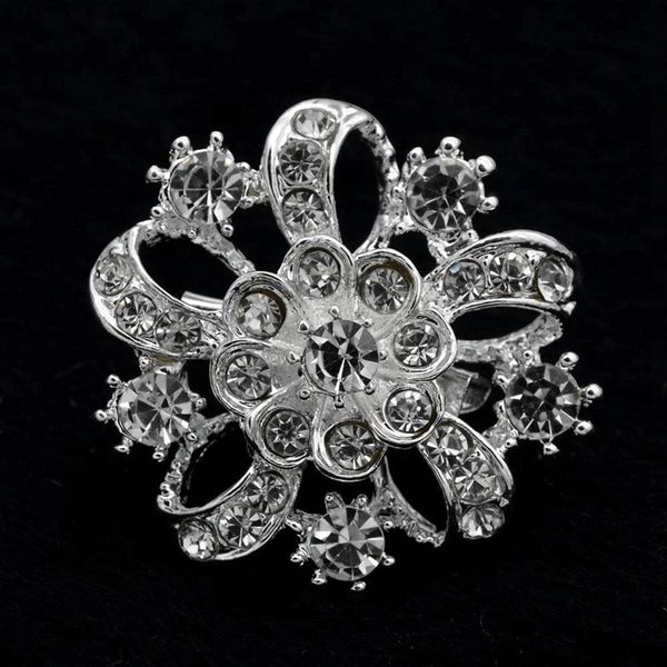 

1.35 inch small starfish brooch with clear rhinestone crystals sparkly silver tone bridal brooch pins, Gray