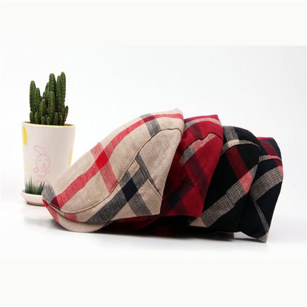 

classic englad style plaid berets caps for men women casual sports caps cotton berets hats boina casquette flat cap, Blue;gray