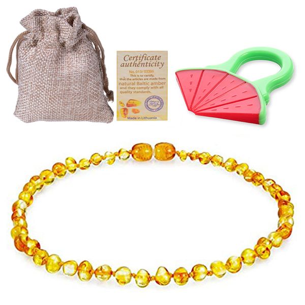 

raw ambers teething necklace for babies anti inflammatory baby baltic ambers necklace for teething pain relief (honey) 5 color, Silver