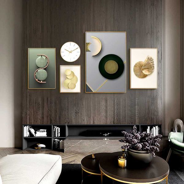 

paintings nordic abstract geometric gold foil creative canvas art for living room bedroom posters prints wall poster decoration
