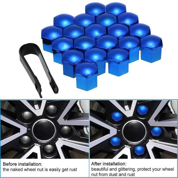 

40pcs universal 21mm wheel nut covers lug nut caps screw protector blue