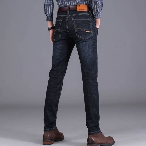 

летние стрейч мужские брюки мужские джинсы свободные прямые ноги повседневные брюки дешевые рабочие мужчины, Blue