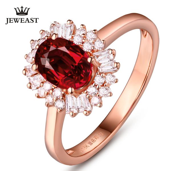 

slfd natural ruby 18k pure gold 2019 new selling ring women heart shape ring for ladies woman genuine jewelry, Golden;silver