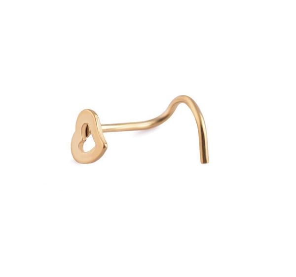 

1pcs fashion heart stainless steel nose ring nostril hoop nose stud ring body piercing jewelry e5005, Slivery;golden