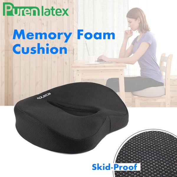 

purenlatex orthopedic coccyx memory foam chair pillow office seat pad hemorrhoid treat car seat wheelchair big fat cushion mats