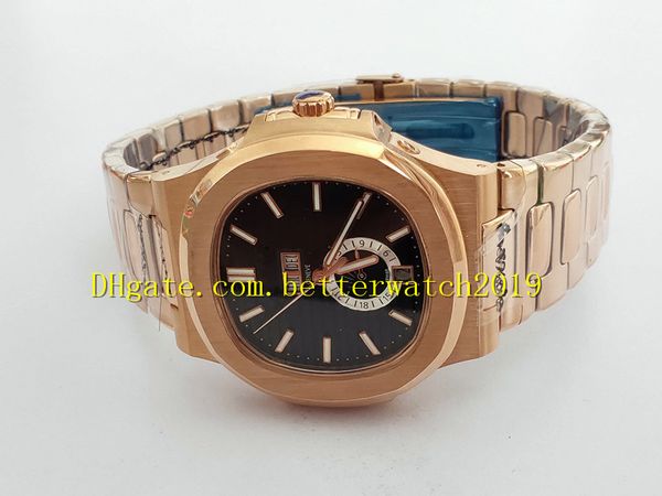 

3colors 40mm 18k gold new nautilus 5726 case big date asian 2813 automatic moon phase mens watch, Slivery;brown