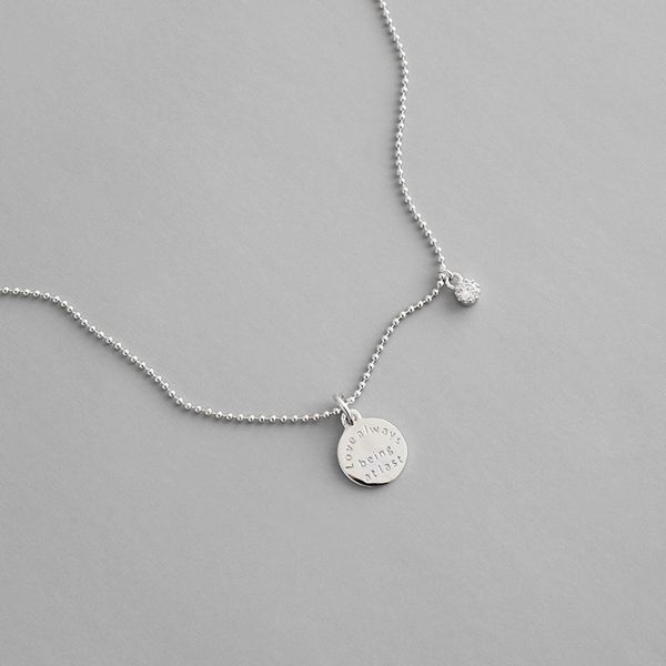 

disk pendant 925 sterling silver necklace for women zircon boho bead chain kolye collares de moda 2020bijoux femme