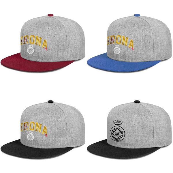 

girona futbol club s.a.d.gironistes flag label for men and women flat edge trucker adjustable cap golf hip hop cute hats black breast, Blue;gray