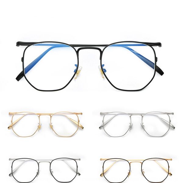 

2019 irregular metal anti-blue myopia fashionable plain glasses myopia glasses frame 18901, Silver