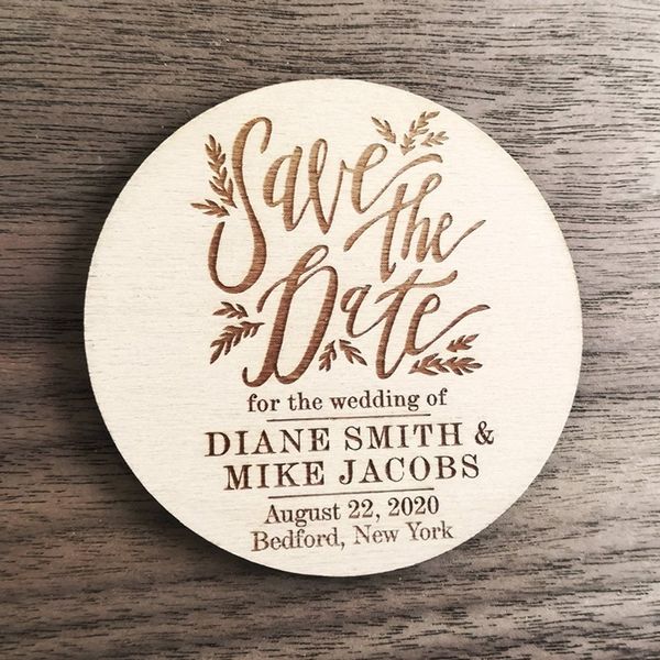 

wooden magnets, personalized engraved magnets, rsvp wedding party gift, gift for guest