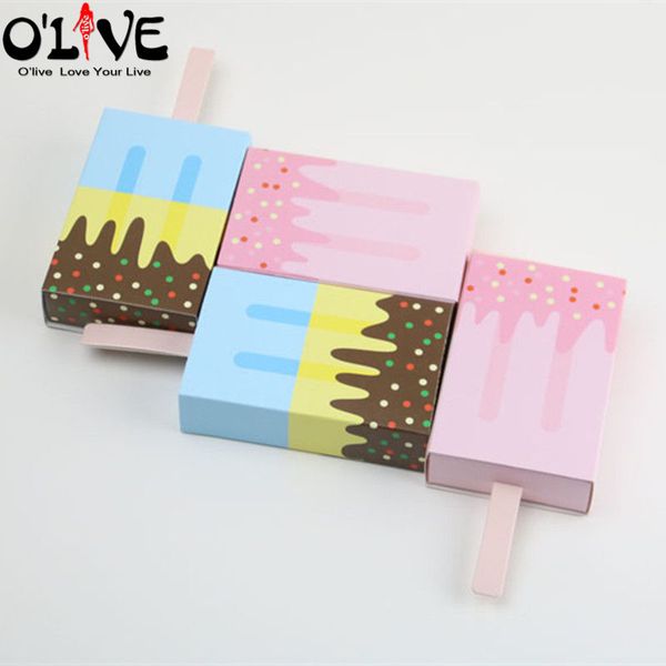 

50 pcs ice cream shape gift box candy baby shower birthday party favors boxes drawer popsicle baptism sugar box paper kids