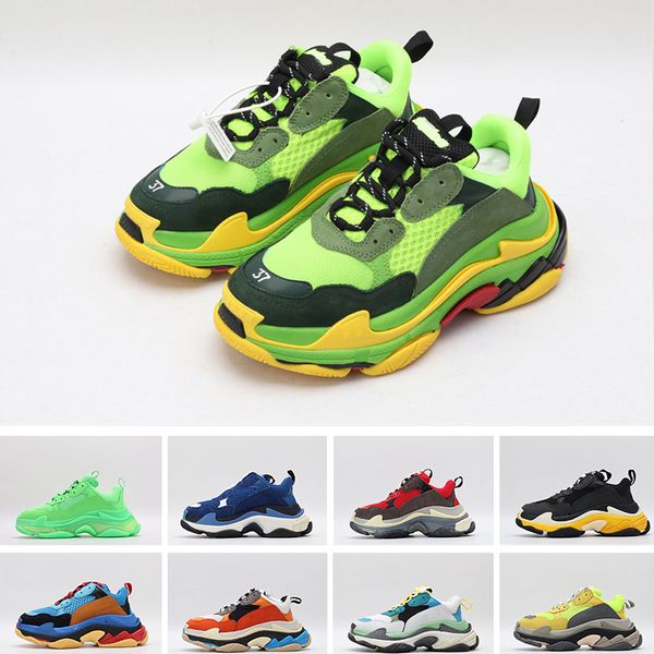 

2020 lime green blue beige triple s mens designer runner shoes womens fashion luxury sneakers new dad shoes trainers size 35-45, Black
