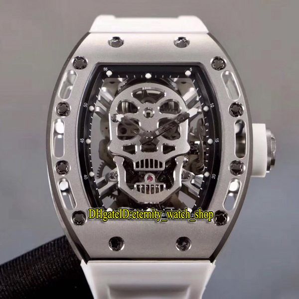 

version rm 052 true tourbillon automatic mechanical skeleton skull dial steel case sapphire rm052 mens watch rubber luxury sport watches, Slivery;brown