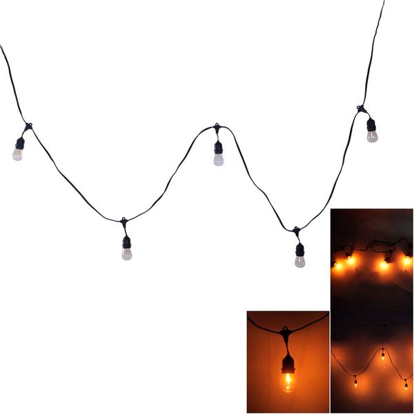 Iluminação de férias LED Strings S14 24 pcs Bulbo Lâmpada de corda de jardim ao ar livre com fio de lâmpada preta